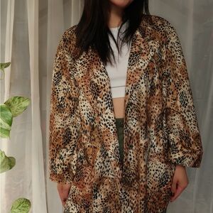 Stylish Leopard Print Teddy Jacket